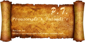 Proszonyák Talamér névjegykártya
